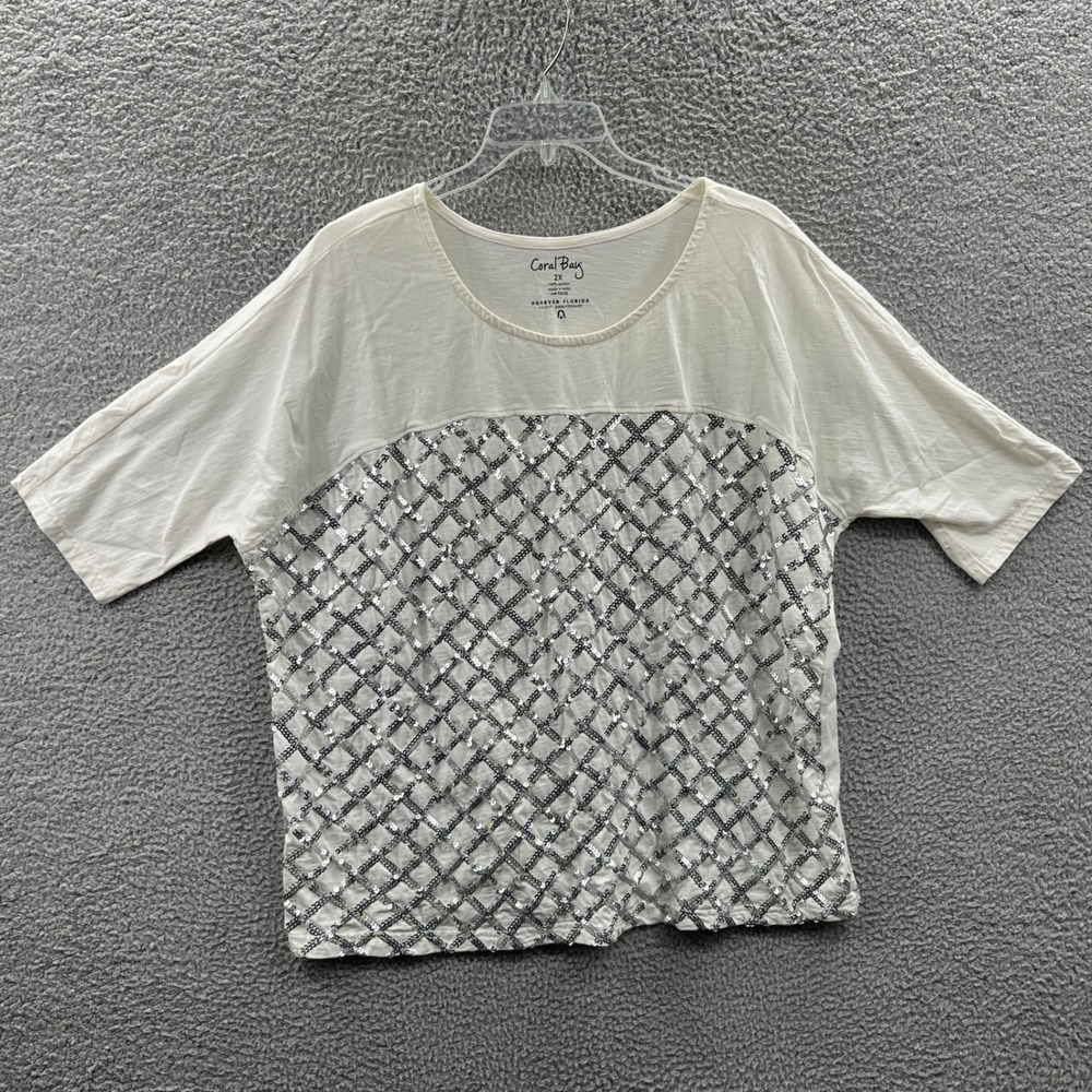 Womens Sequin Top 2X Embellished Geometric Glam Statement Party Holiday Sparkle